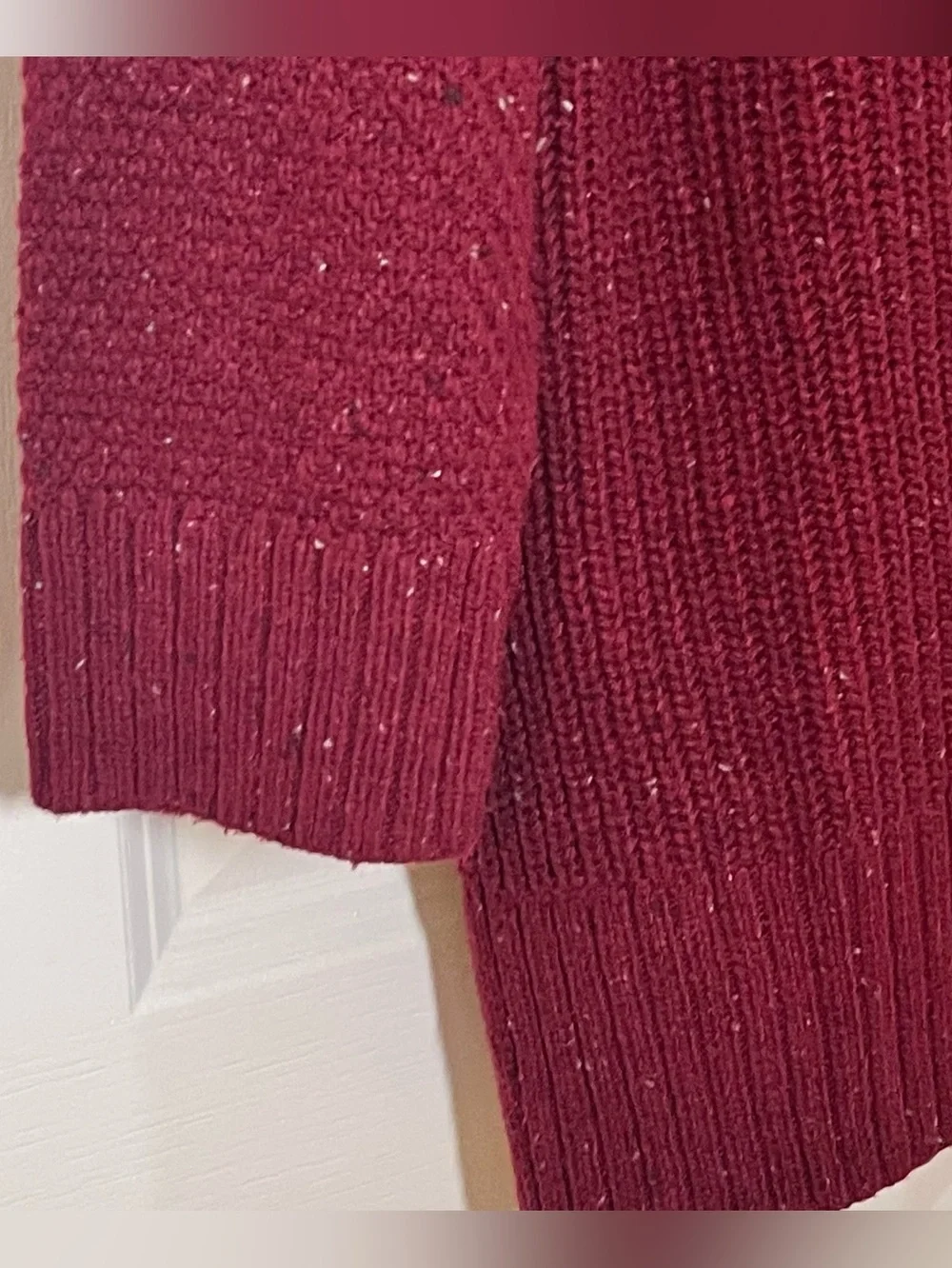 C J Banks Open-Front Marbled Cable Knit Cardigan Sweater In Burgundy Size 1X New